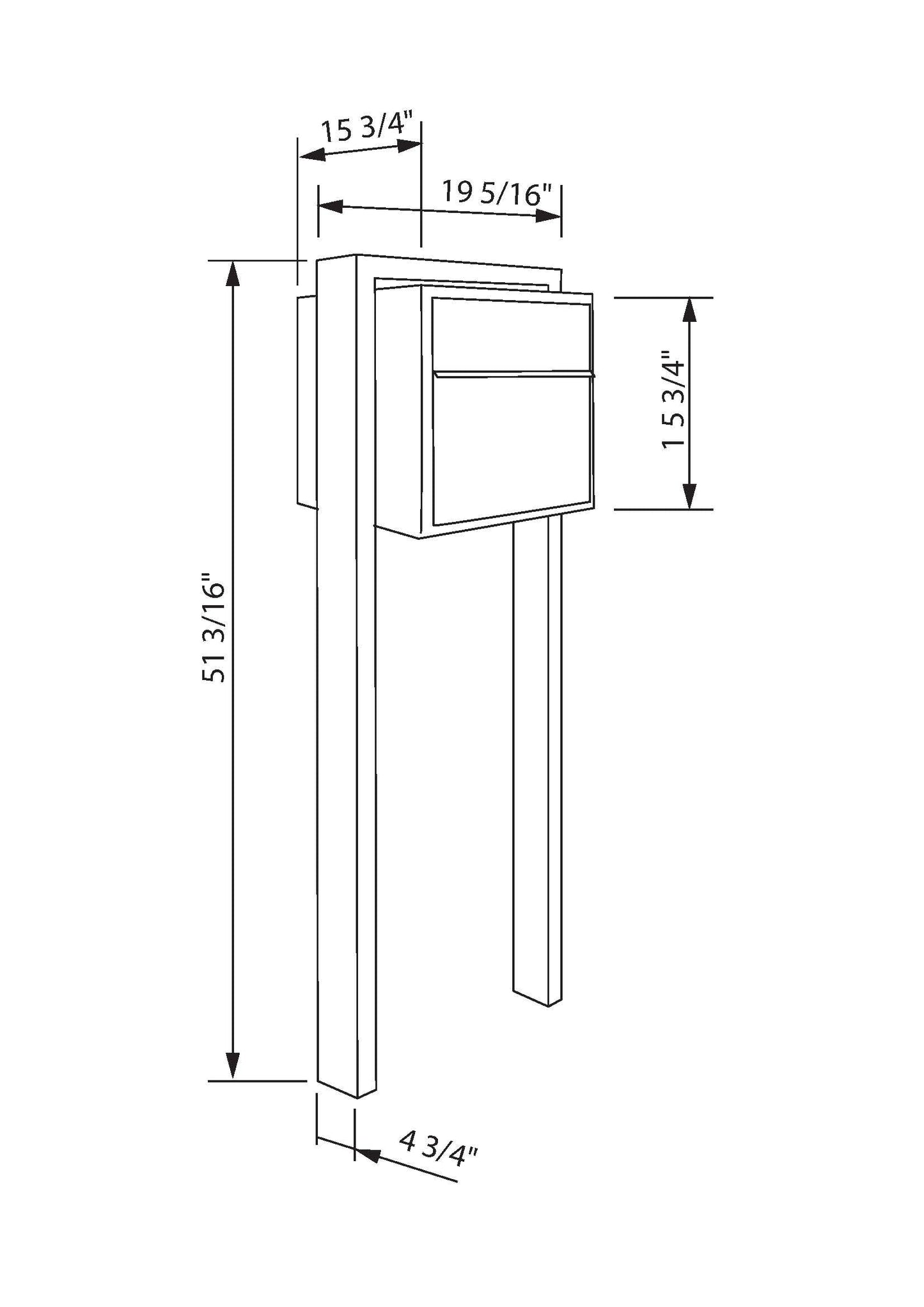 BURG 1 Standalone - Post-mounted locking mailbox in black with stainless steel flap