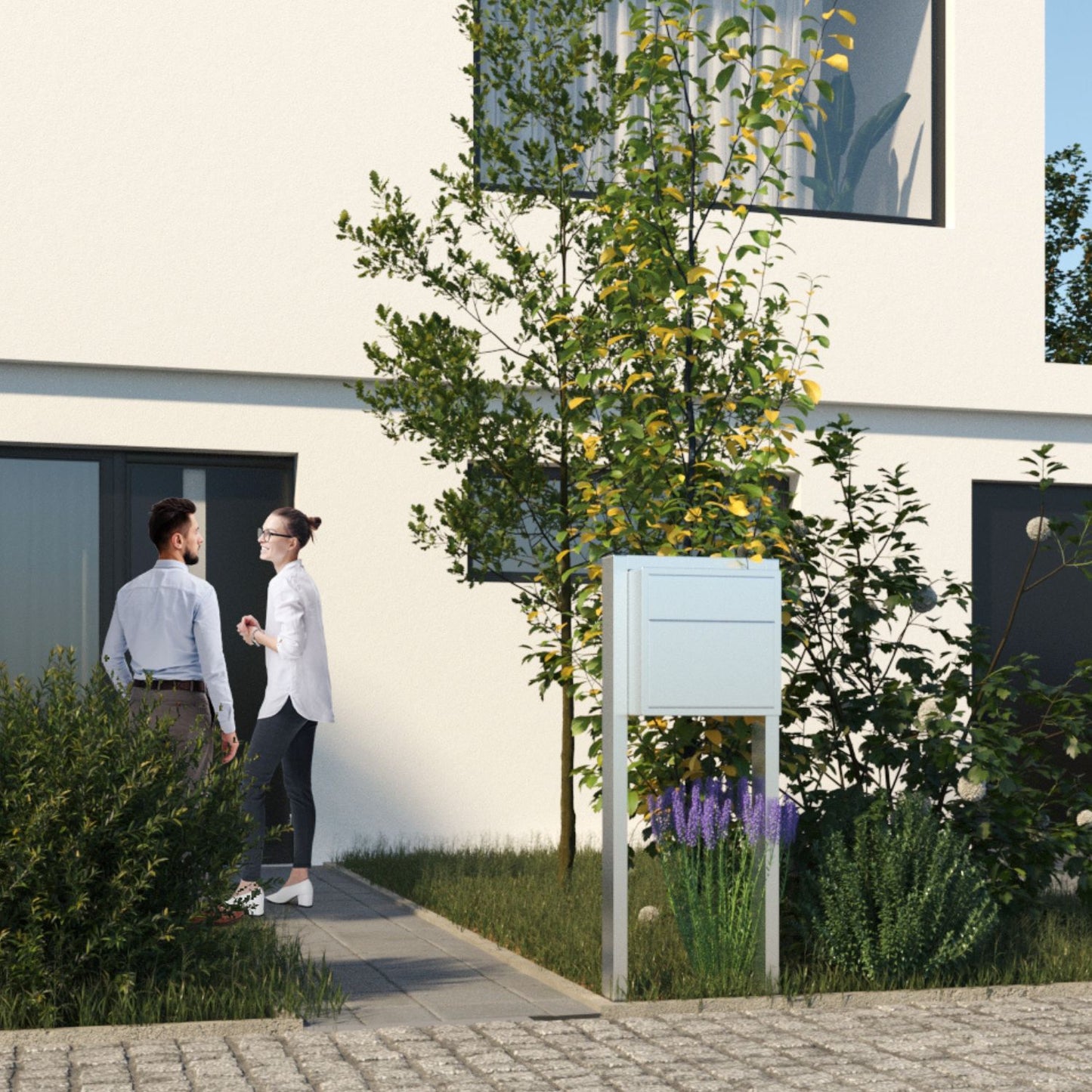 BURG 1 Standalone - Post-mounted locking mailbox in black