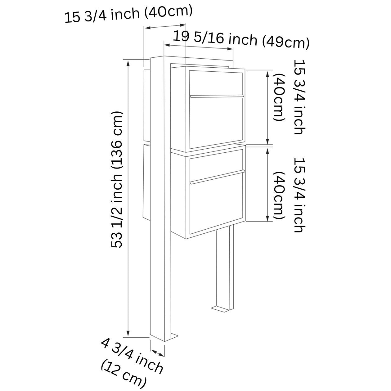 BURG 2 Standalone - Post-mounted multi-unit locking mailbox in black