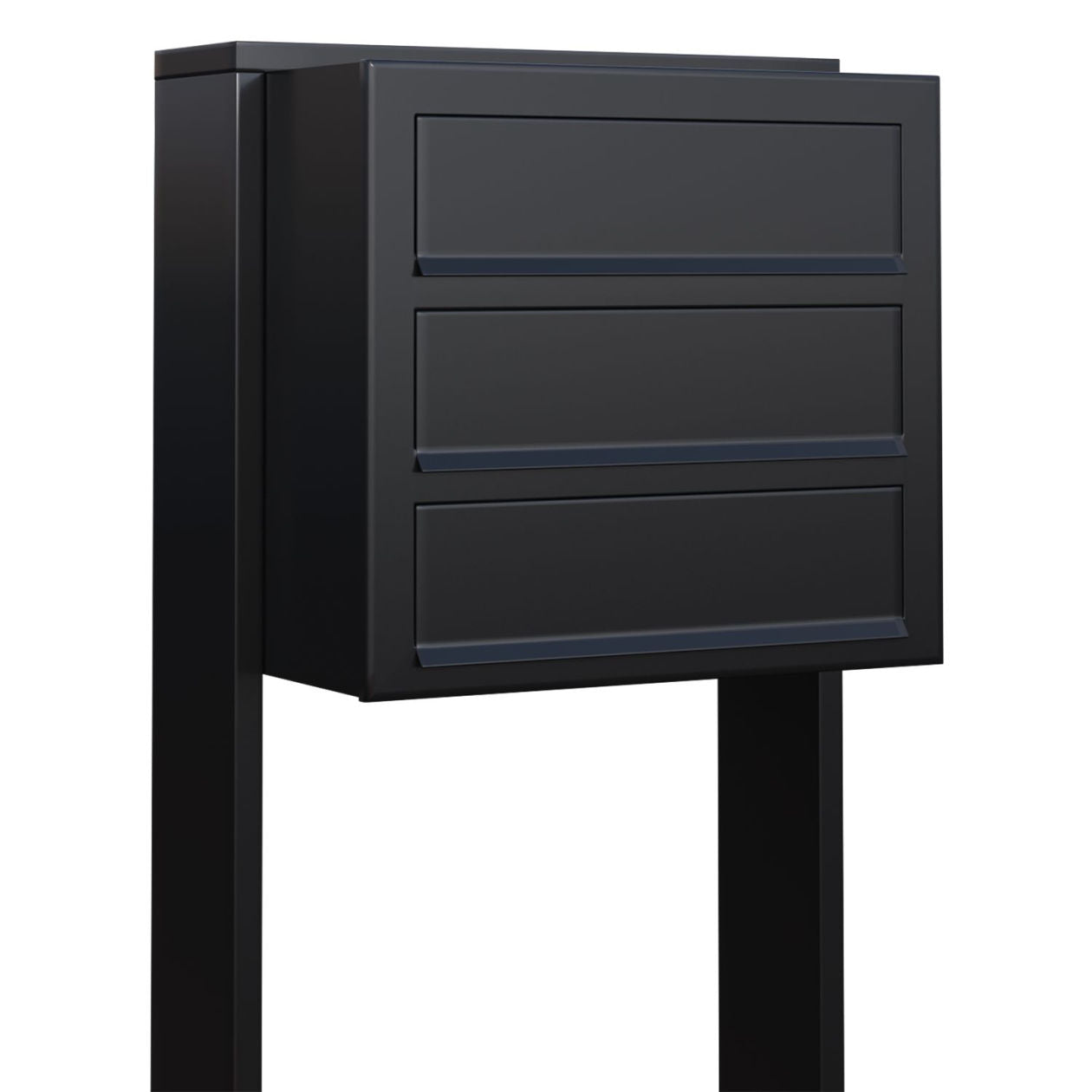 CUBIC 3 Standalone - Multi-unit post-mounted locking mailbox in black