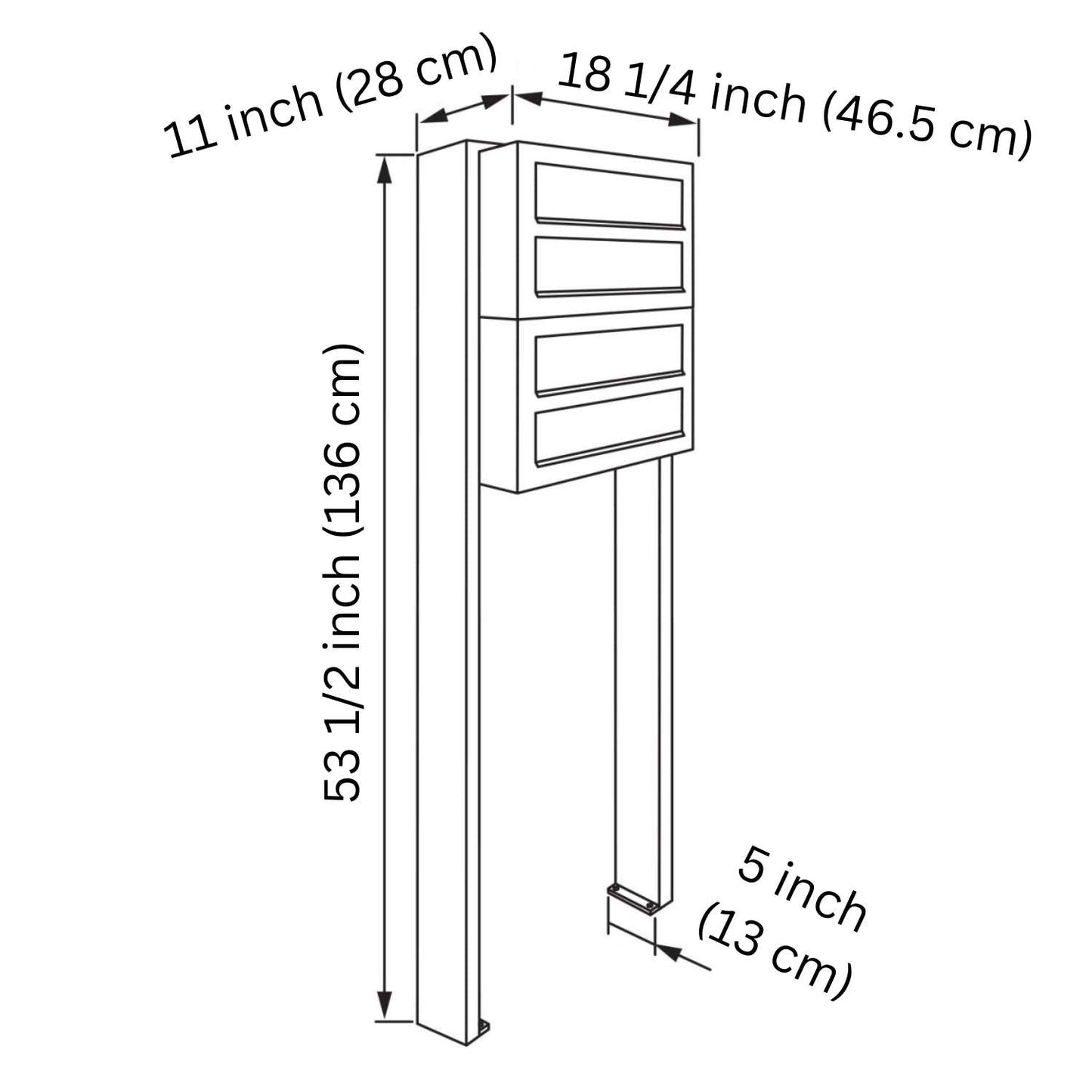 CUBIC 6 Standalone - Multi-unit post-mounted locking mailbox in black