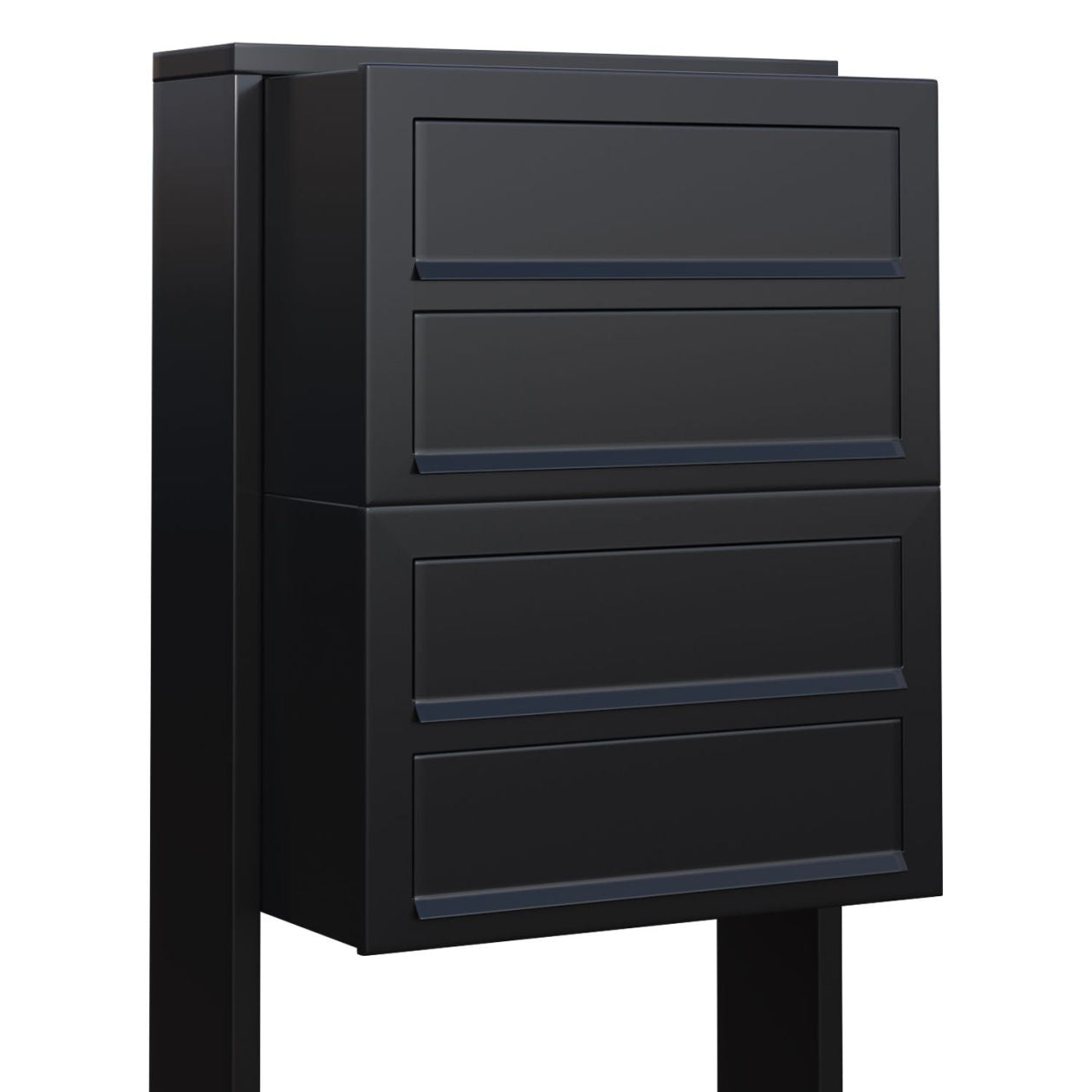 CUBIC 4 Standalone - Multi-unit post-mounted locking mailbox in black