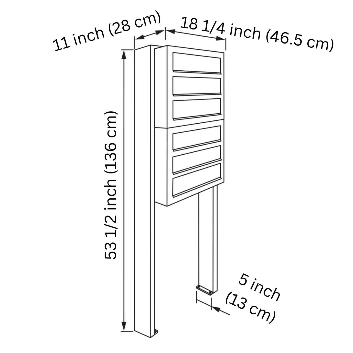 CUBIC 6 Standalone - Multi-unit post-mounted locking mailbox in black