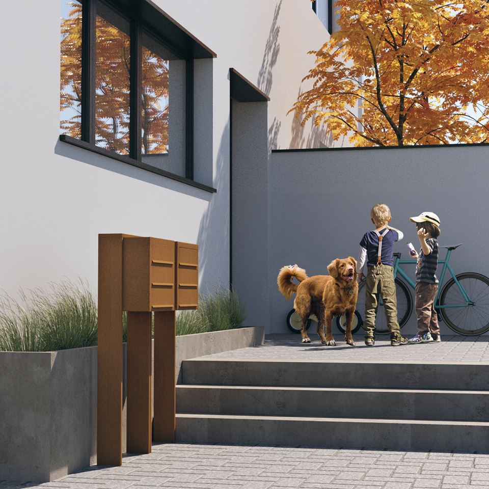 CUBIC 4 Standalone - Multi-unit post-mounted locking mailbox in black