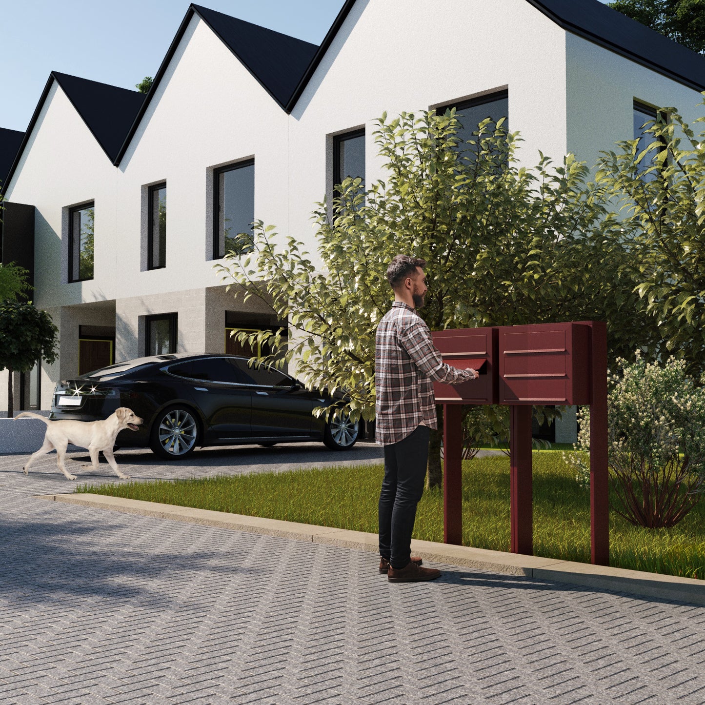 CUBIC 3 Standalone - Multi-unit post-mounted locking mailbox in black