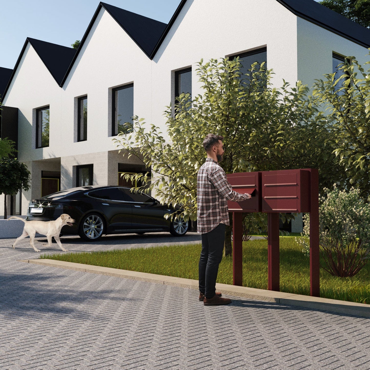 CUBIC 4 Standalone - Multi-unit post-mounted locking mailbox in black