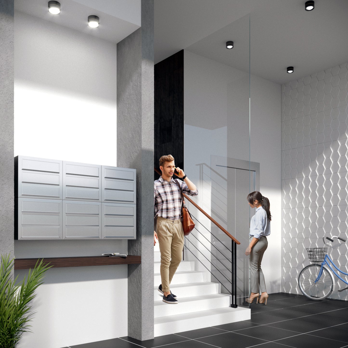 CUBIC 2 Wall - Multi-unit wall-mounted locking mailbox in black