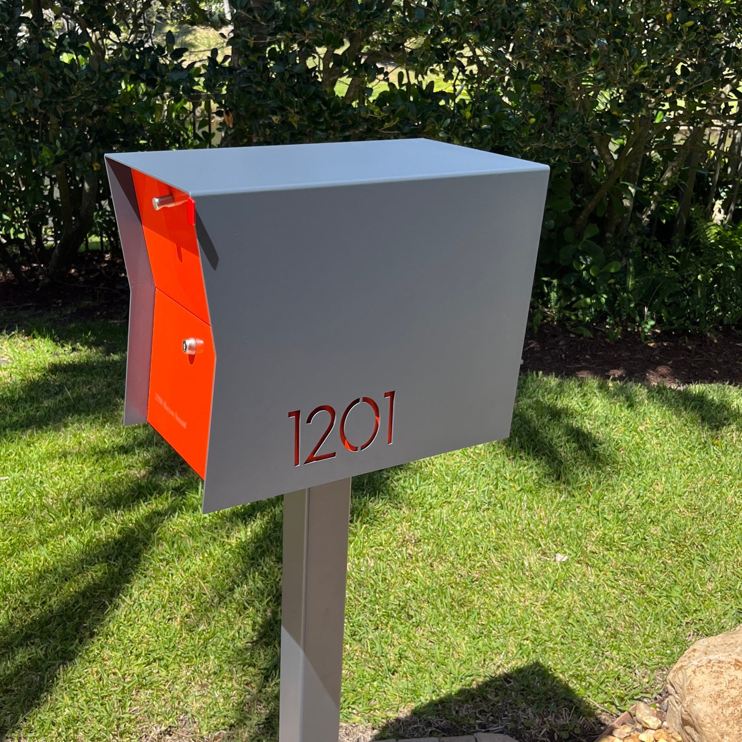 NEW! The Retrobox Locking Package Dropbox in GRAY- Modern Mailbox