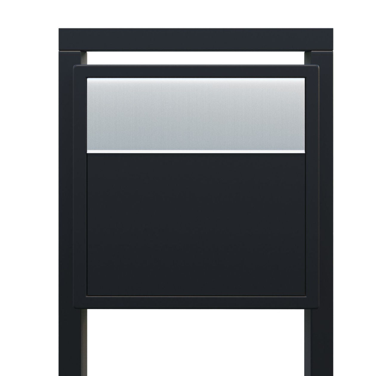 BURG 1 Standalone - Post-mounted locking mailbox in black with stainless steel flap