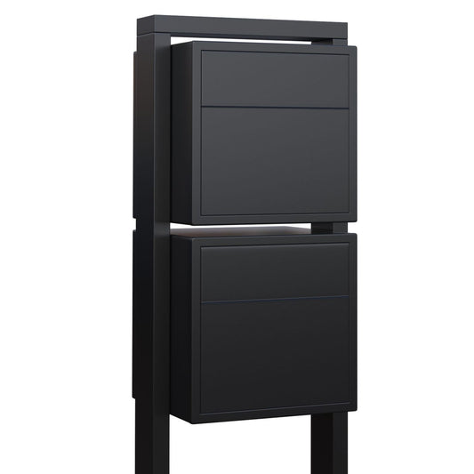 BURG 2 Standalone - Post-mounted multi-unit locking mailbox in black