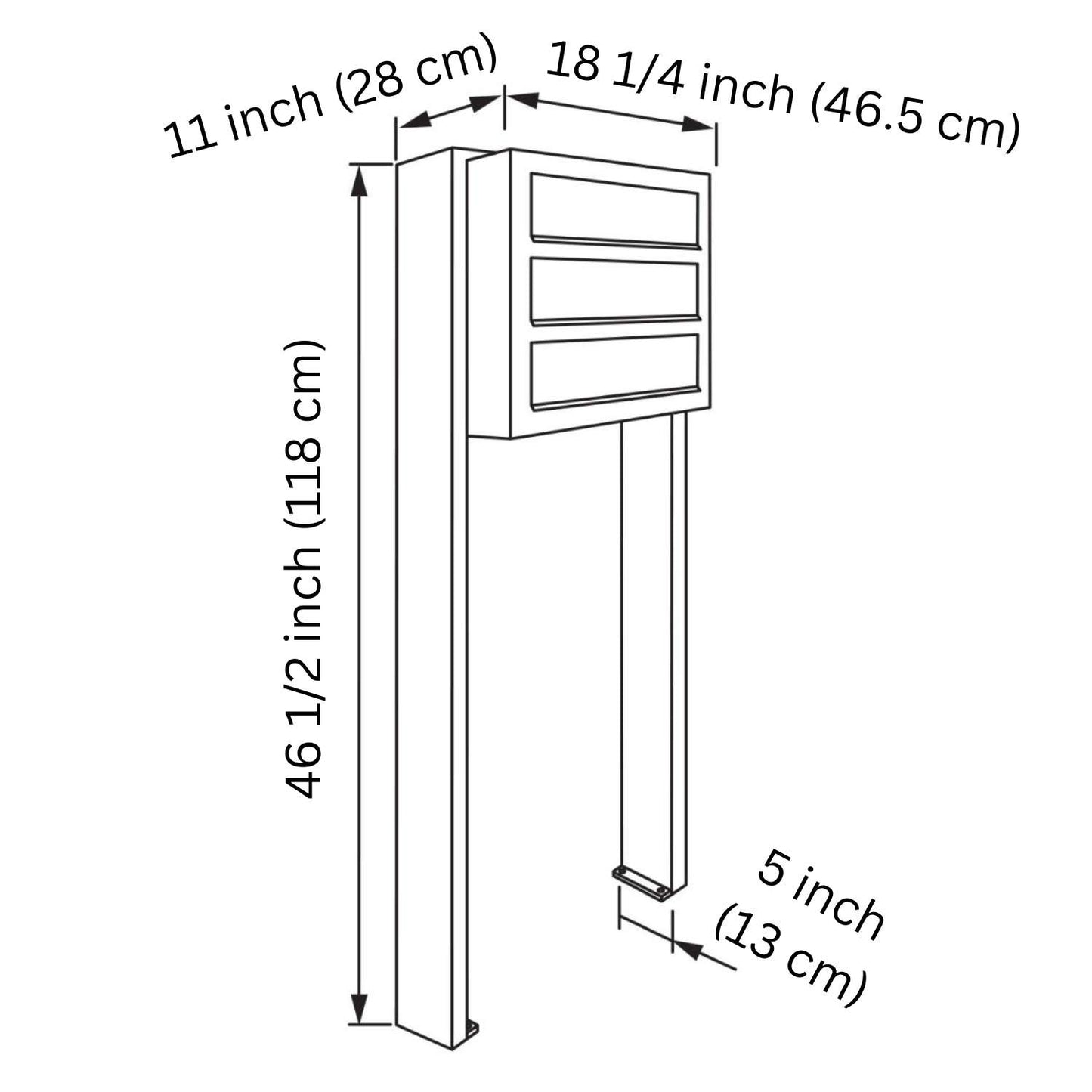 CUBIC 3 Standalone - Multi-unit post-mounted locking mailbox in black